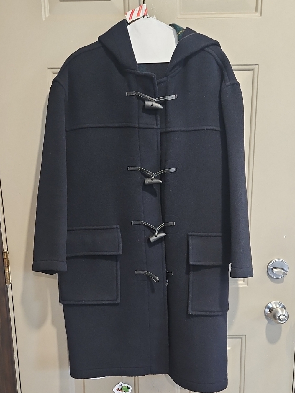 Burberry Navy Hooded Wool Toggle Duffle Coat - Women's